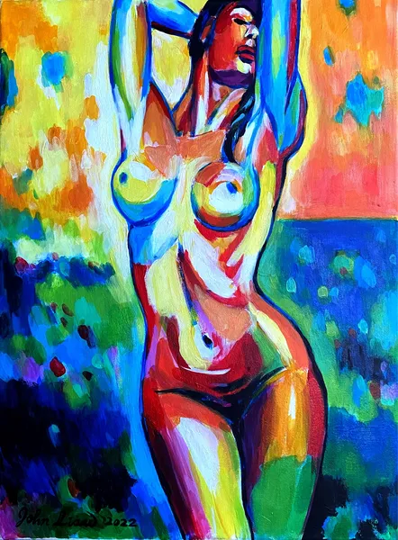 海邊夕照的裸女-Nude in sunset by the sea