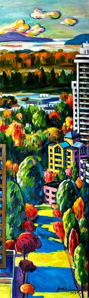 2023 多彩的秋天 Colorful Autumn 91x30cm Oil on canvas