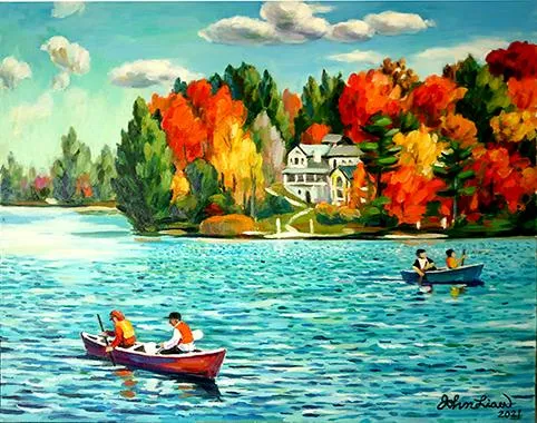 2021 鹿湖之秋 Autumn at Deer Lake 61x76cm Oil on canvas