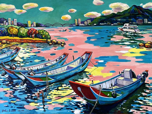 2024 觀音山下美景 Beautiful scenery at the foot of Mt. Guanyin. 76x101cm Oil on canvas