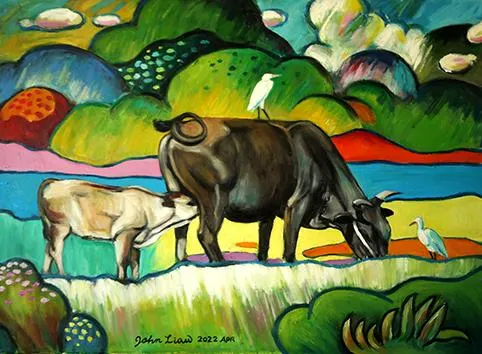 2022 舐犢情深 Familial Love 45.5x61cm Oil on canvas