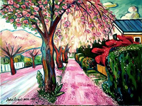 2022 春色紅毯 Spring rolls out a red carpet 45.5x61cm Oil on canvas